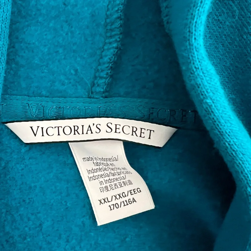 Victoria's Secret Teal cotton Fleece Lace-Up Hoodie XXL - Picture 4 of 5